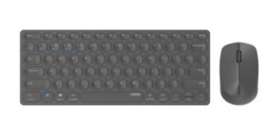 Rapoo 9600M Deskset Dual Wireless Keyboard Mouse 1.300 DPI Aluminium Grey DE