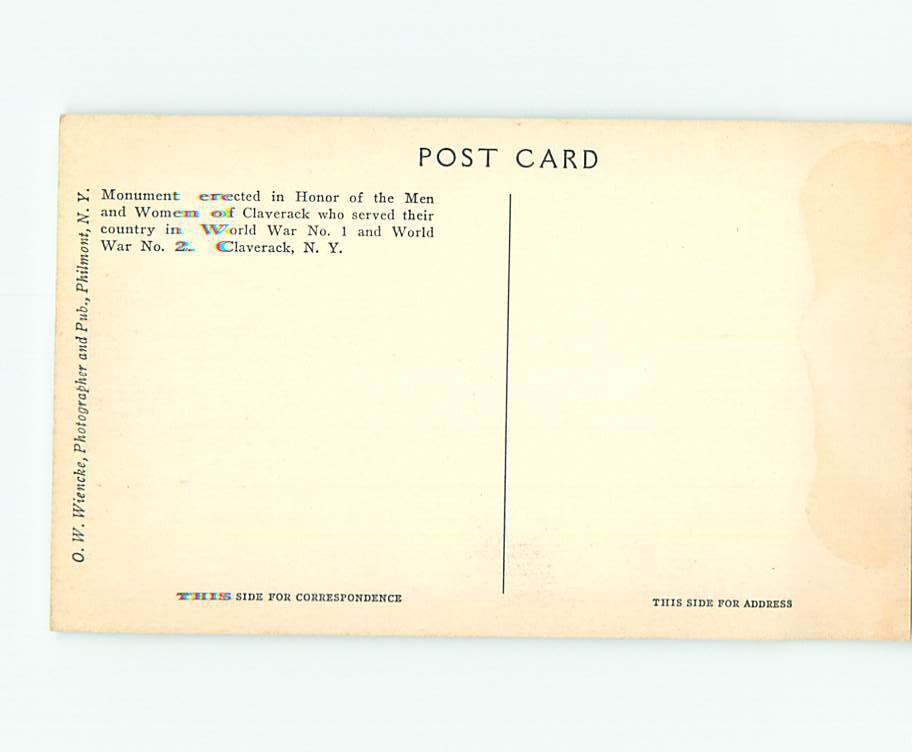 1940's MONUMENT SCENE Claverack Near Hudson New York NY 10/19 AE8074