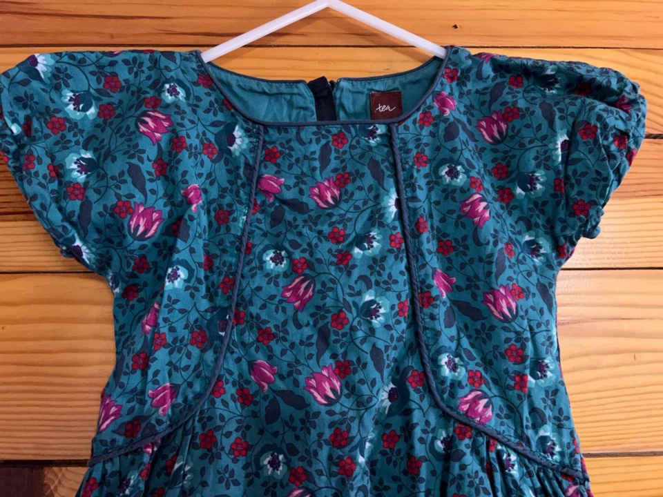 Vestido de satén Tea Collection Rothenburg en jade niñas Alemania destino talla 4 Foto 3 de 3