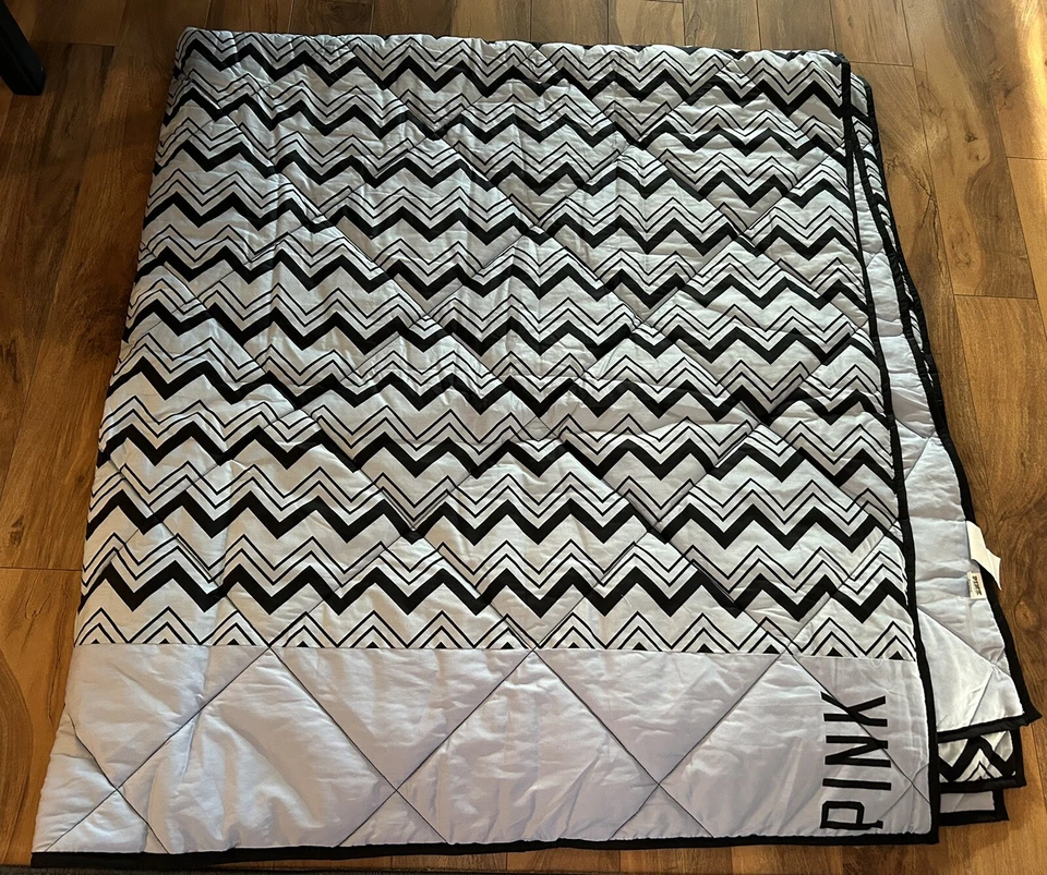 Victoria's Secret розовый Aztec шеврон зигзаг черный и синий полный одеяло 84 x 88 - Изображение 2 из 4