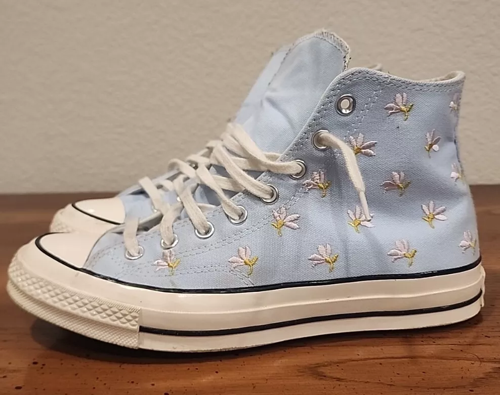 Converse Chuck 70 High Embroidered Floral Chambray Blue 2021 size 10.5 A1