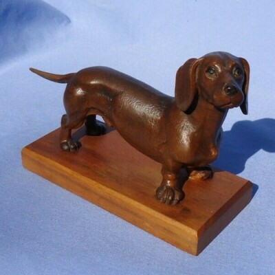 hand carved wood dog