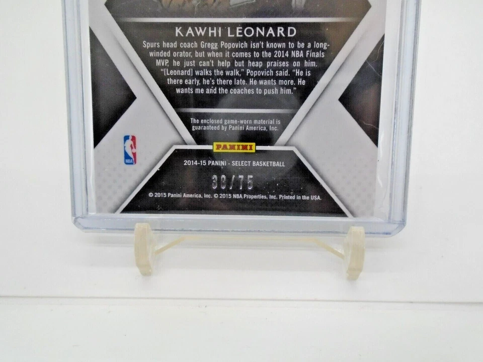 2014-15 PANINI SELECT SWATCHES KAWHI LEONARD JERSEY PATCH RELIC SILVER PRIZM /75 - Image 4 of 4