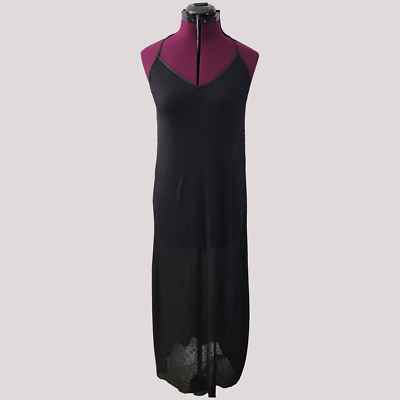 Zara Dress Womens Medium Black Racer Back Spaghetti Strap Sleeveless Maxi  Lounge | eBay