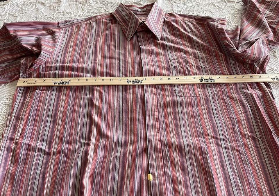 Modena Unique Collar Shirt Button Up L/S Striped Cotton w Dry Clean Tag Men 2XB - Image 4 of 4
