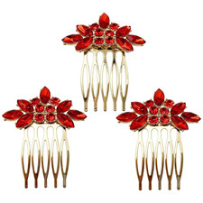 Bridal Crystal Hair Piece with Comb 3 Pieces Small Rhinestone Wedding Gold Hair