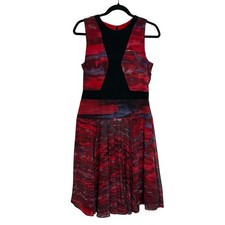 Hunter Bell New York Printed Chiffon Sleeveless Midi Dress Size 6 Red Black