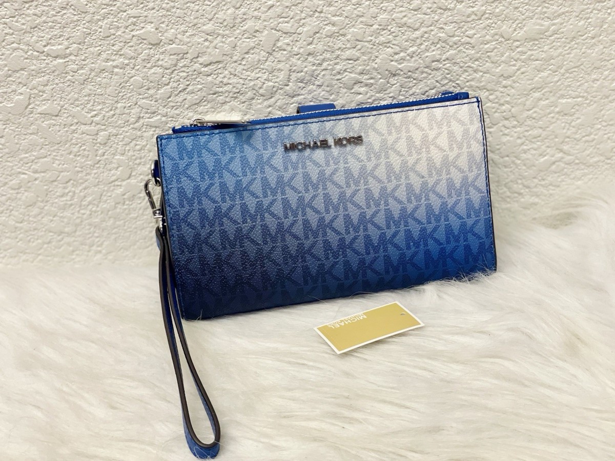 Michael Kors Jet Set Travel Double Zip Wristlet Wallet MK Logo