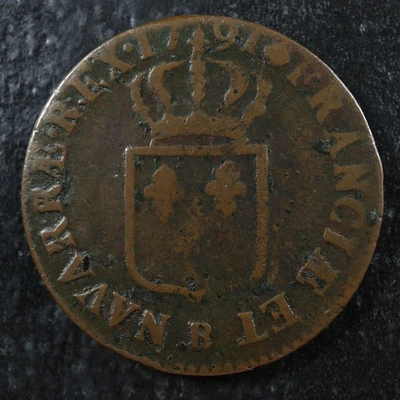 Sol dit "à l'écu" 1791B Rouen France KM#578.3 Copper - Image 1 of 2