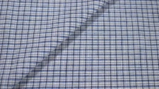 Indigo Blue White Vintage Homespun Cotton Plaid Craft Sewing Extra Wide Fabric