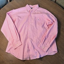 Polo Ralph Lauren Mens Pink Gingham Button Up Shirt 17 XL Classic Fit Preppy
