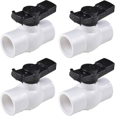 (4 Pcs) 1-1/2'' PVC Ball Valve, Shut-Off 1-1/2'' (4Pcs), 