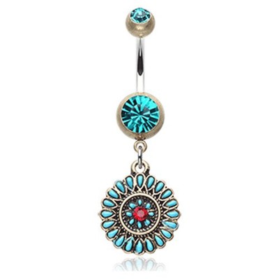 Vintage Boho Sahasrara Chakra Belly Button Ring