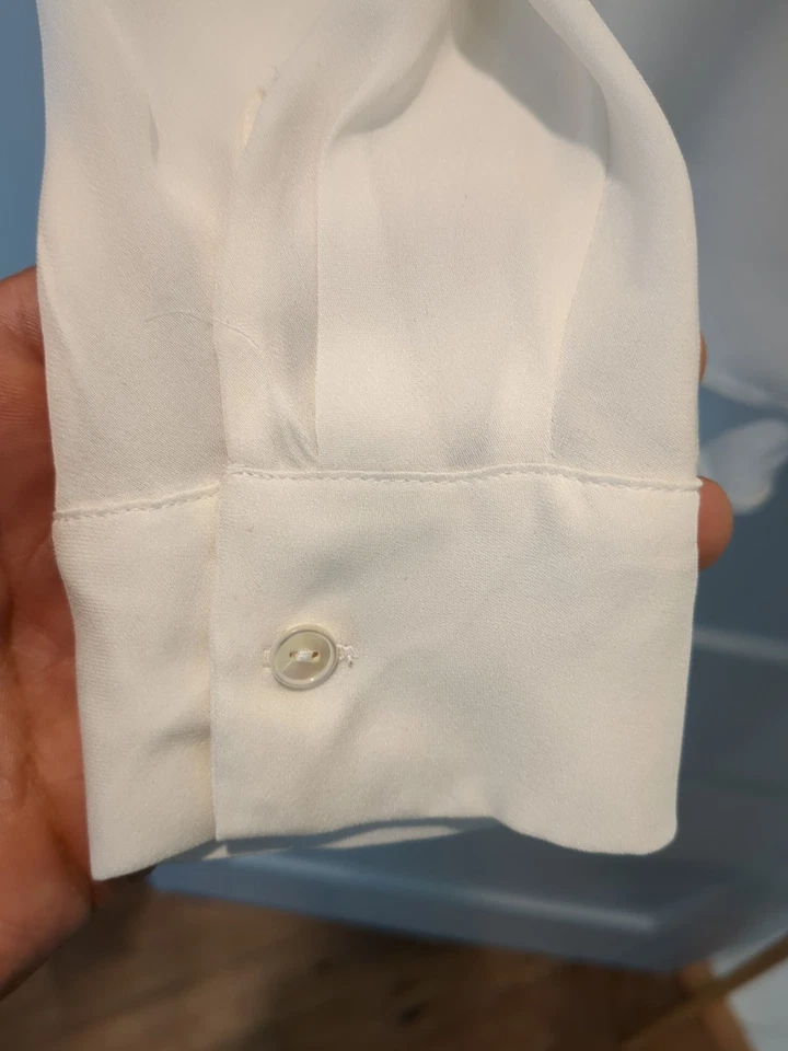 Blusa Vince Feminina S Shirred Back Yoke Seda Marfim (Leia) - Imagem 4 de 4