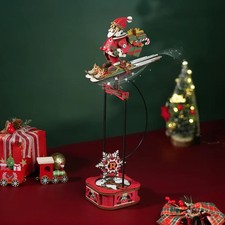 ROKR Santa on Skis Pendulum Balance Toy 3D Wooden Puzzle Gravity Swing Xmas Gift