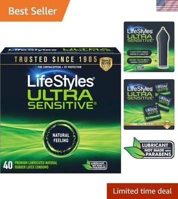 40 Count Ultra Soft Natural Feeling Latex Condoms - Lubricated for Comfort