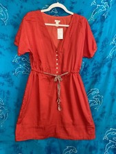 NWT J Crew Rumi Poppy Red 100% Cotton Drawstring Waist Casual Summer Dress 6