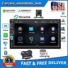 Double Din 7" Touch Screen Stereo Bluetooth Radio Car Apple/Android Carplay GPS