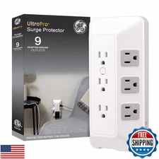 GE 9-Outlet Surge Protector, Multi Plug Outlet Extender, Wall Tap, Adapter Sp