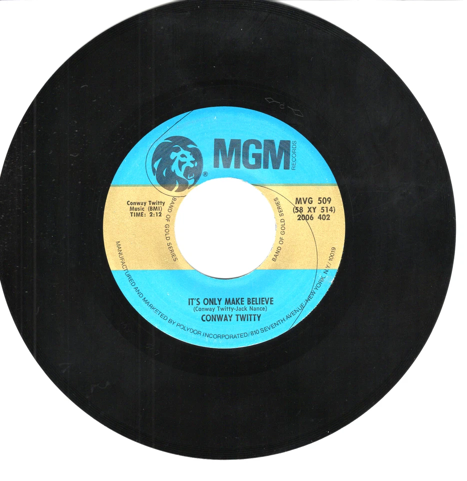 Conway Twitty:     It's Only Make Believe / Lonely Blue Boy .. 45 RPM 7854 - Image 2 of 3