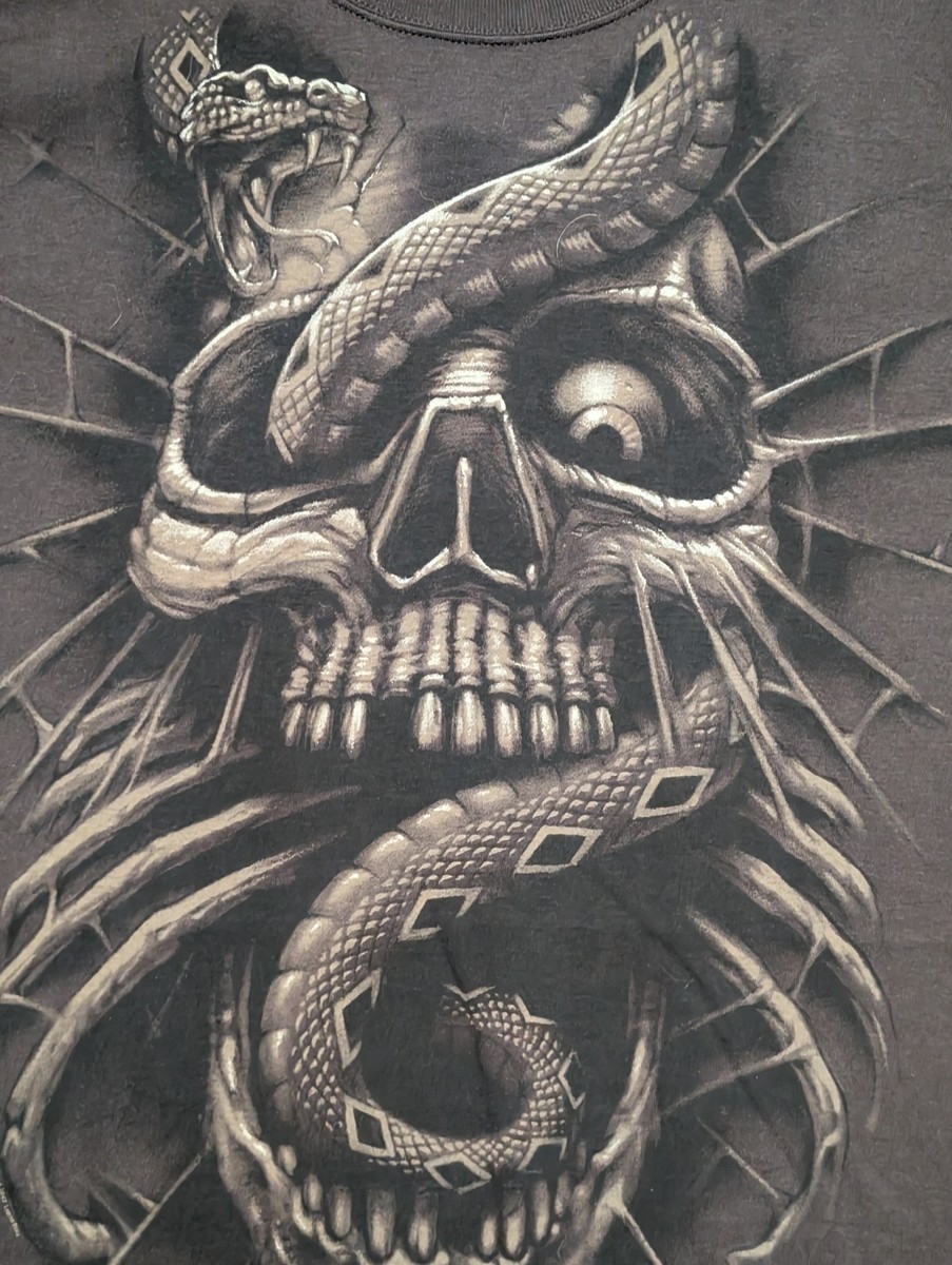 Liquid Blue Men's T-shirt Brown Skull & Snake AOP XL #3191 NWOT | eBay