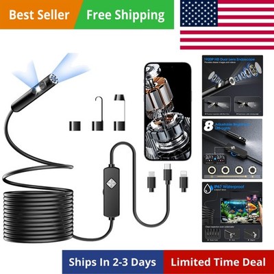 Endoscope Camera 1920P Dual Lens 16.4ft LED  Inspection iPhone Android Tool
