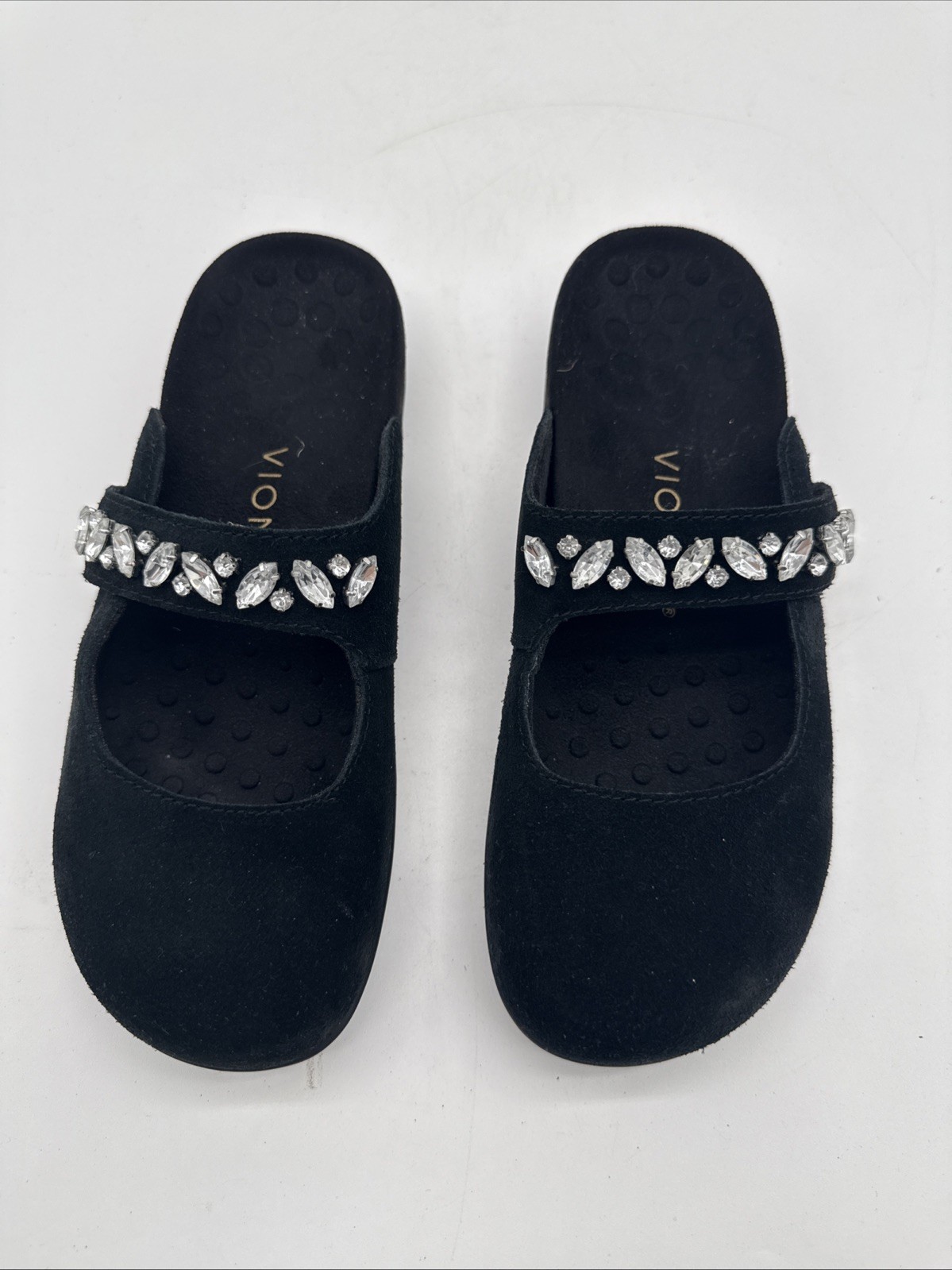 Vionic Jenelle Slip On Womens Shoes Black Jeweled Strap Size 6