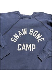 Gnaw Bone Vintage 60s 70s Crewneck Sweatshirt Gusset Flock Camp Art Small Blue
