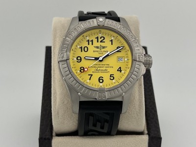 Breitling Avenger Seawolf E17370 44mm Yellow Dial Titanium Rubber Strap