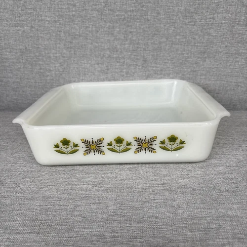 Vintage Anchor Hocking Fire King #435 Green Meadow 8” Square Baking Dish