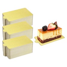 150 Pcs Mini Cake Boards, 3.9 Inch Rectangular Mousse Cake Base, Floral Gold