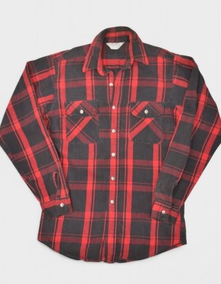 Vintage Five Brother Shirt Mens Medium Black Plaid Flannel Cotton Tallman USA