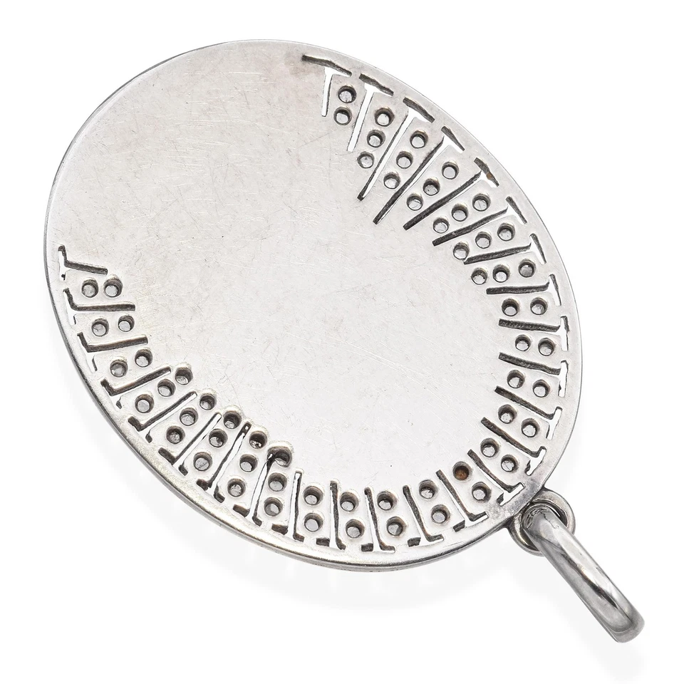 Antiguo colgante de diamantes camafeo madreperla de oro blanco de 18k Foto 4 de 4