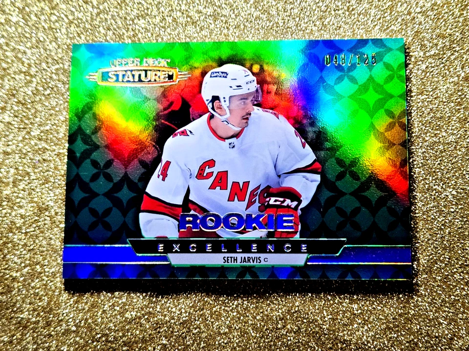 2021-22 Seth Jarvis Stature Rookie Excellence Green Holofoil /125 MINT #RE-32 - Image 3 of 4