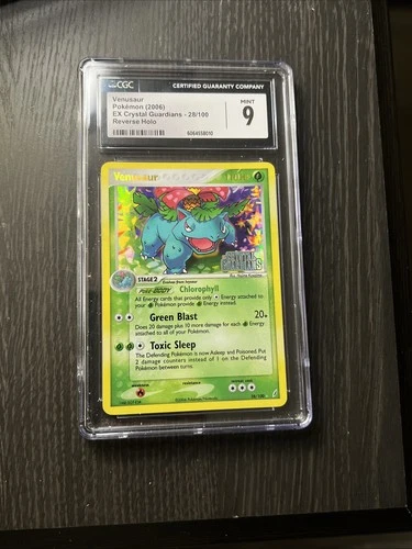 Cgc 9 Mint 2006 Pokemon Venusaur Reverse Holo Foil 28/100 EX Crystal Guardians