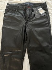 Women  s TOMMY HILFIGER faux Leather Pants Mid Rise Size 2 NWT