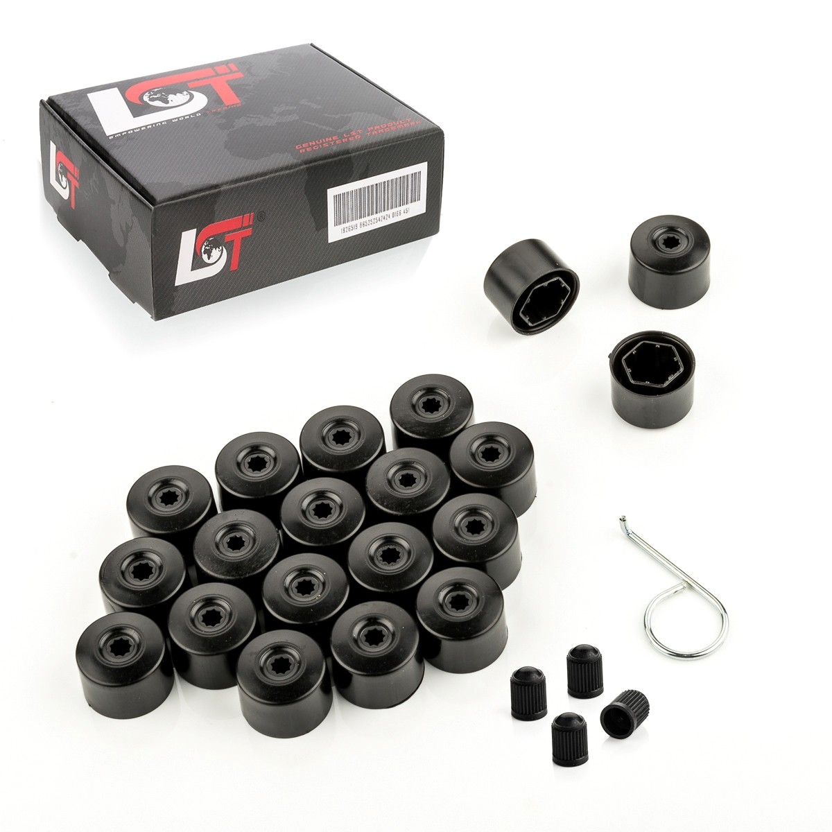 20X Wheel Nut Caps Black Matte 17 Mm For MAYBACH