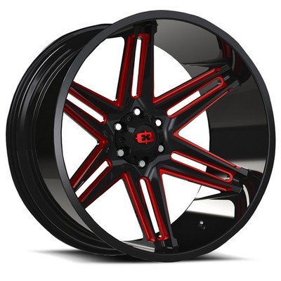 One 22x12 Vision 363 Razor 8x170 -51 Black Milled Red Wheel Rim 125.2