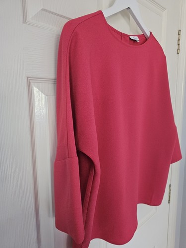 Reiss Button Back Top Size 10 Relaxed Boxy Fit Coral Colour 3/4 Sleeves - Picture 4 of 9