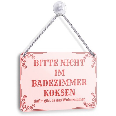 Badezimmer Koksen Schild 18x12cm Humor Bad Spruch Vintage Rosa Türschild Deko