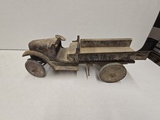Antique 24" Buddy L Pressed Steel Open Cab Hand Crank Dump Truck For Restore