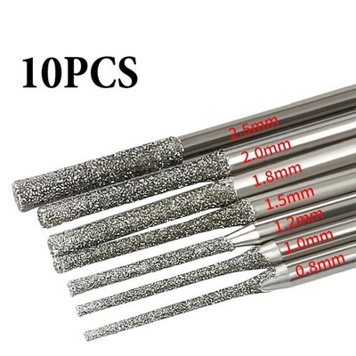 Für Glasbohrer Set 10-teilig mit verschiedenen Größen 0 8 bis 2 5 mm Schaft 2