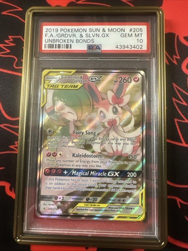 PSA 10 Gardevoir & Sylveon GX #205/214. Unbroken Bonds (2019). ENG. Pokemon TCG.