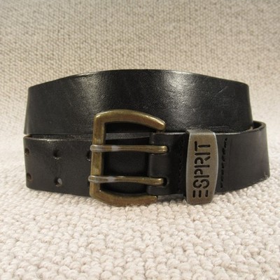 Esprit Ledergürtel Größe 30 klein schwarz einfarbig doppelte Krappe Vintage