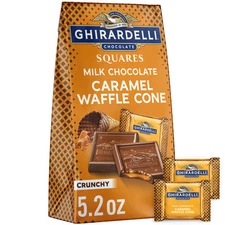 Ghirardelli Milk Chocolate Caramel Waffle Cone Squares 5.2 Oz Bag
