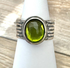 Silpada Sterling Silver 925 Daintree Green Quartz Ribbed Ring R1463