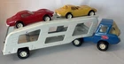 Vintage 1977 Tonka Motor Mover Car Carrier Blue Truck White Trailer 2 Cars As-Is