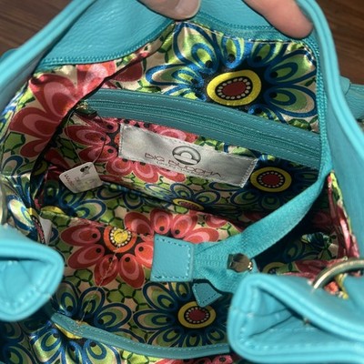 Big Buddha Large Jumbo Turquoise Blue Flower Purse New W/ Defect