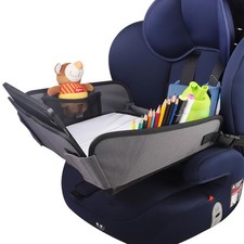 Kids Travel Tray for Car Seat, Portable Grey Car Organizer Table for Kids