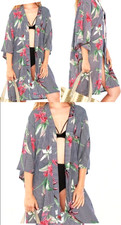 ANTHROPOLOGIE Do Everything In Love TROPICAL PRINT Open Front KIMONO COVER-UP OS